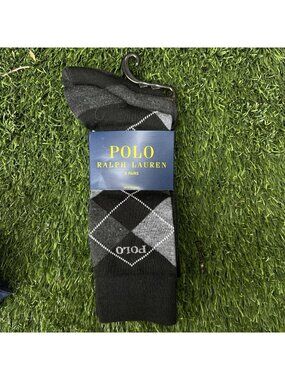 Polo Ralph Lauren Dress Crew Socks 3 Pairs Men's 10-12 Black/Gray Brand New
